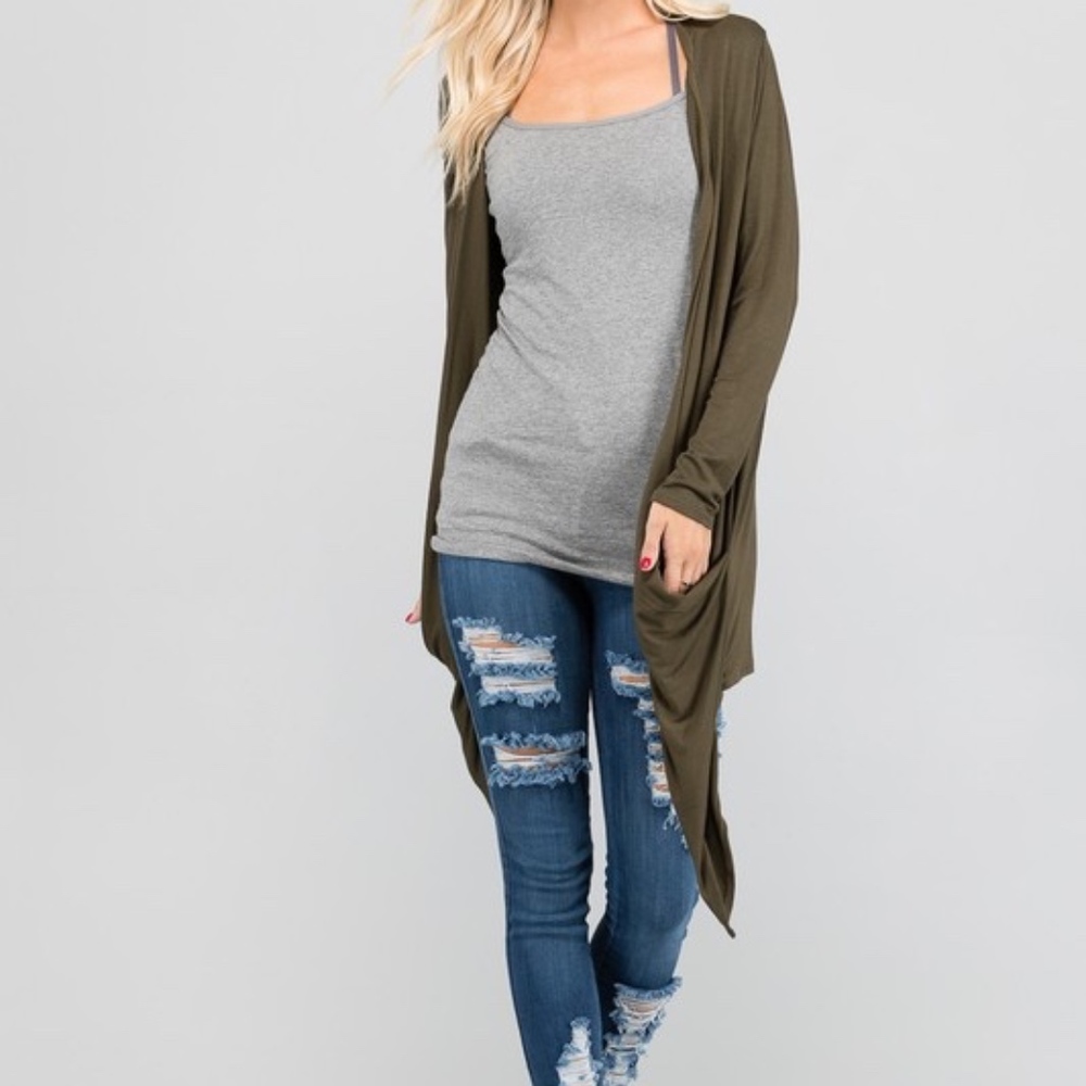 NWT Olive Draped Cardigan w/ Hidden Front Pockets